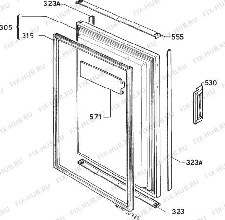 Взрыв-схема холодильника Zanussi ZVC140T - Схема узла Door 003